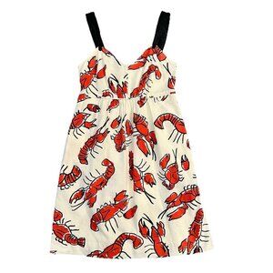 Anthropologie Edme & Esyllte Sun Dress Size 6 Lobster Salty Seas Beach Red White